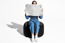 Load image into Gallery viewer, Girl Sitting on a Cave Fatboy Point Large Recycled Royal Velvet Pouf