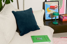 Load image into Gallery viewer, Deep Sea Fatboy Recycled Royal Velvet Square Pillow on a Couch
