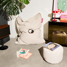 Load image into Gallery viewer, Cream Fatboy Recycled Cord Bean Bag Chair and Point Ottoman in a Room
