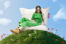 Load image into Gallery viewer, Model Sitting on a Cream Fatboy Original Slim Cord Bean Bag