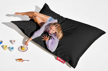 Load image into Gallery viewer, Girl Laying on a Black Fatboy Original Stonewashed Bean Bag