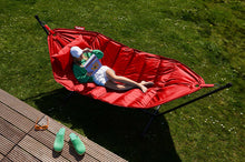 Load image into Gallery viewer, Lady Laying on a Red Fatboy Headdemock Superb Hammock
