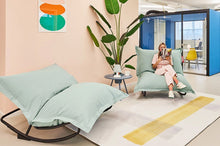Load image into Gallery viewer, Seafoam Fatboy Original Outdoor Beanbags on Rock 'n Rolls in an Office