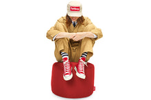 Load image into Gallery viewer, Girl Sitting on a Red Fatboy Point Outdoor Ottoman
