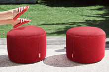 Load image into Gallery viewer, Two Red Fatboy Point Outdoor Ottomans on a Patio
