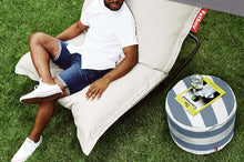 Load image into Gallery viewer, Stripe Ocean Blue Fatboy Point Outdoor Ottoman Used as a Side Table