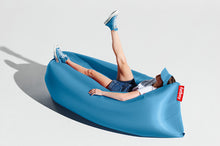 Load image into Gallery viewer, Girl Laying on a Sky Blue Fatboy Lamzac