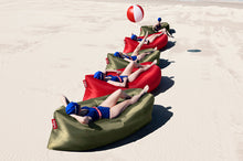 Load image into Gallery viewer, Red and Spinach Fatboy Lamzacs on the Beach