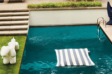 Load image into Gallery viewer, Stripe Ocean Blue Fatboy Floatzac Floating in a Pool