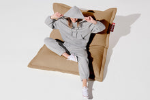 Load image into Gallery viewer, Girl Sitting on a Latte Fatboy Original Slim Teddy Bean Bag Chair