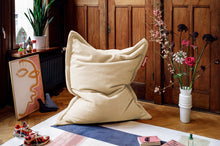 Load image into Gallery viewer, Off White Fatboy Original Slim Teddy Bean Bag Chair in a Room
