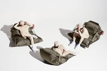 Load image into Gallery viewer, Model Sitting on a Taupe Fatboy Buggle-Up