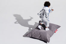 Load image into Gallery viewer, Boy Standing on Grey Fatboy Junior Stonewashed Bean Bag Chair