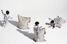 Load image into Gallery viewer, Boy with Silver Grey Fatboy Junior Stonewashed Bean Bag Chairs