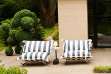 Load image into Gallery viewer, Stripe Ocean Blue Fatboy Original Outdoor Bean Bags on Rock 'n Roll Rockers