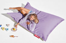 Load image into Gallery viewer, Girl Laying on a Lilac Fatboy Original Stonewashed Bean Bag