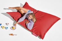Load image into Gallery viewer, Girl Laying on a Red Fatboy Original Stonewashed Bean Bag