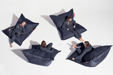 Load image into Gallery viewer, Girl Sitting on a Blue Fatboy Original Bean Bag in Different Positions