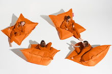 Load image into Gallery viewer, Girl Sitting on an Orange Bitters Fatboy Original Bean Bag in Different Positions
