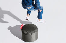 Load image into Gallery viewer, Model With a Dark Grey Fatboy Point Ottoman