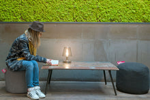 Load image into Gallery viewer, Girl Sitting on a Taupe Fatboy Point Stonewashed Pouf Reading a Book