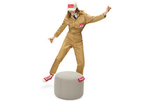 Load image into Gallery viewer, Girl Standing Next to a Silver Grey Fatboy Point Stonewashed Pouf