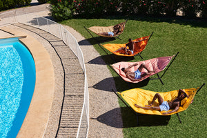 Fatboy Headdemock Hammocks on a Lawn by the Pool