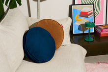 Load image into Gallery viewer, Deep Blue Recycled Cord Pill Pillow on a Couch
