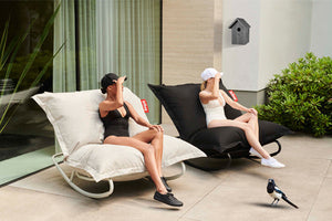 Black and Grey Rock 'n Roll Bean Bag Rockers on a Patio
