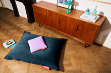 Load image into Gallery viewer, Deep Sea Original Slim Recycled Royal Velvet Bean Bag on the Floor in a Living Room
