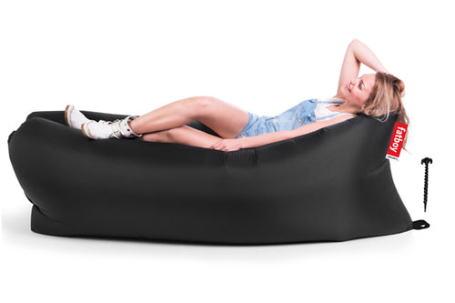 Girl Laying on a Black Fatboy Lamzac