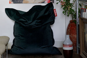 Night Fatboy Original Slim Recycled Velvet Bean Bag Chair in a Room