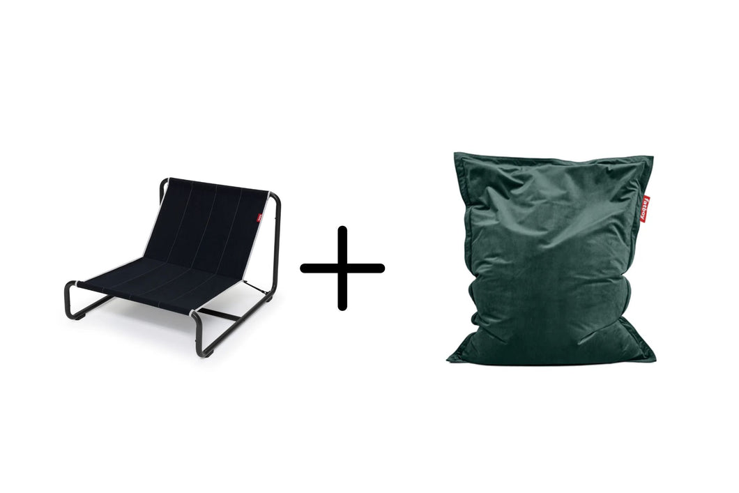 Original Slim Recycled Velvet Beanbag Chair + Beanbase Bundle