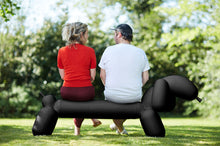 Load image into Gallery viewer, Guy and Girl Sitting on a Black Fatboy Attackle Bench
