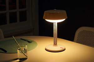Desert Fatboy Bellboy Lamp on a Dining Table at Night