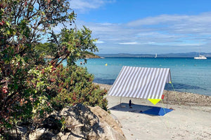 Biarritz Fatboy Miasun Sun Shade Setup on the Beach