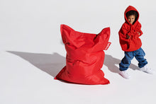 Load image into Gallery viewer, Red Fatboy Junior Bean Bag Chair with Model
