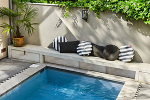 Fatboy King Outdoor Pillows and Circle Pillows by Pool