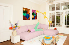 Load image into Gallery viewer, Bubble Pink Fatboy Sumo Corner Sofa in a Living Room
