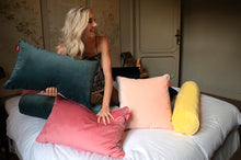Load image into Gallery viewer, Fatboy Velvet Pillows on a Bed
