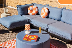Storm Blue Fatboy Paletti Lounge with Circle Pillows