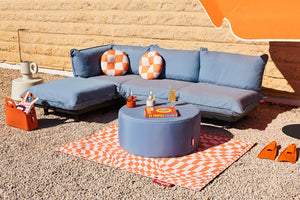 Psych-o Fatboy Circle Outdoor Pillows on a Paletti Lounge