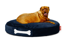 Load image into Gallery viewer, Dog Laying on a Dark Blue Fatboy Doggielounge Velvet Dog Bed
