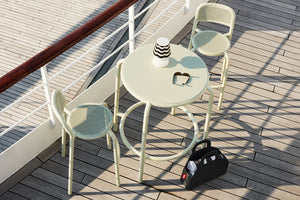 Desert Fatboy Toni Haute Bistreau and Barfly Chairs on a Boat Deck