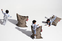 Load image into Gallery viewer, Boy with Taupe Fatboy Junior Stonewashed Bean Bag Chairs
