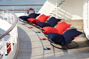 Fatboy Original Outdoor Bean Bags with Rock 'n Roll Rockers on a Ship Deck