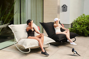 Fatboy Original Outdoor Bean Bags with Rock 'n Roll Rockers on a Patio