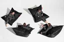 Load image into Gallery viewer, Girl Sitting on a Black Fatboy Bean Bag in Different Positions

