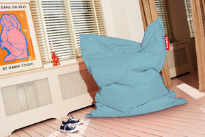 Ice Blue Fatboy Original Slim Bean Bag Chair in a Room